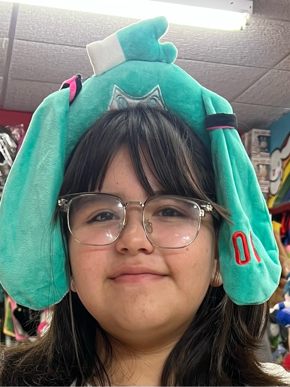 MIKU Plush Aqua Character Hat for Kids - Teal Green Cozy Toy Hat